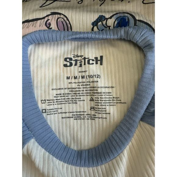 Disney Stitch Angel Embroidered Raglan Short Sleeve T Shirt Top Size M 10/12 - Picture 4 of 4